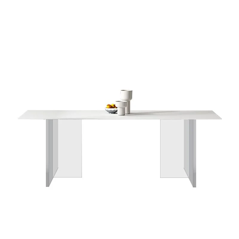 Tavolo moderno pietra e acrilico della collezione sala da pranzo rettangolare bianco Clearhalo