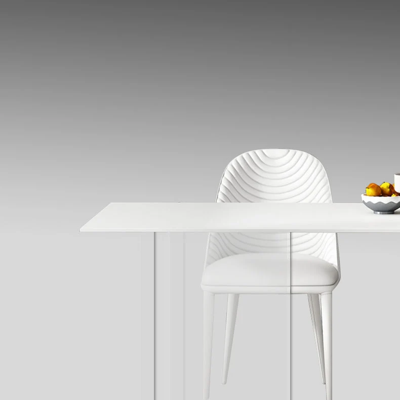 Tavolo moderno pietra e acrilico della collezione sala da pranzo rettangolare bianco Clearhalo