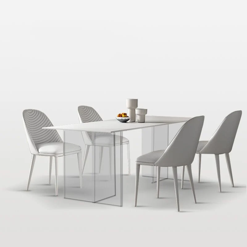 Tavolo moderno pietra e acrilico della collezione sala da pranzo rettangolare bianco Clearhalo