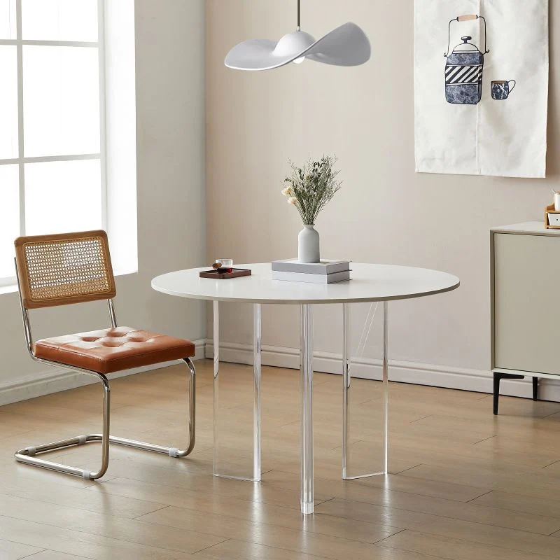 Tavolo moderno pietra Tavolo da pranzo rotondo con base 3 gambe per cucina Clearhalo