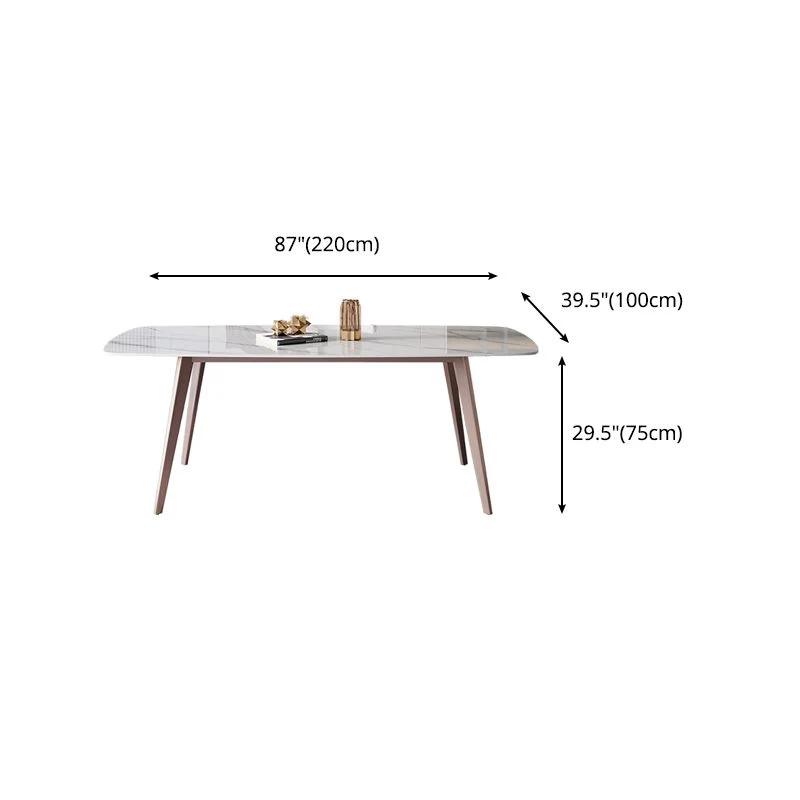 Tavolo moderno rettangolare con piano pietra sinterizzata con 4 gambe per ristorante Clearhalo