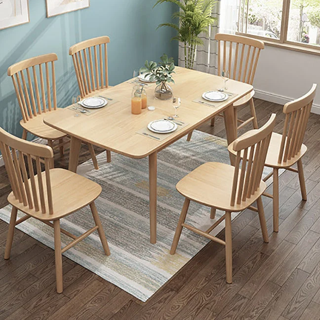 Tavolo moderno rettangolare legno massello Tavolo da pranzo ad altezza standard con 4 gambe Clearhalo