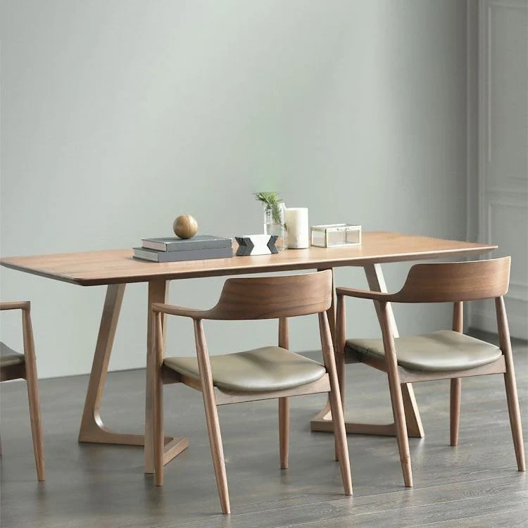 Tavolo moderno rettangolare legno massello Tavolo da pranzo ad altezza standard per soggiorno Clearhalo