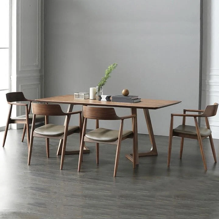 Tavolo moderno rettangolare legno massello Tavolo da pranzo ad altezza standard per soggiorno Clearhalo