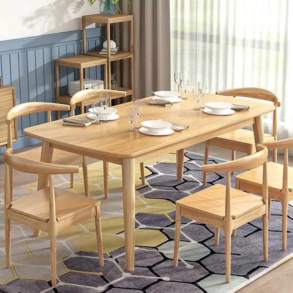Tavolo moderno rettangolare legno Tavolo da pranzo ad altezza standard con 4 gambe Clearhalo