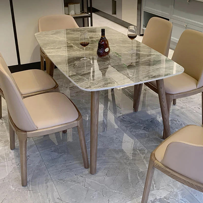 Tavolo moderno rettangolare pietra Tavolo da pranzo ad altezza standard con 4 gambe Clearhalo