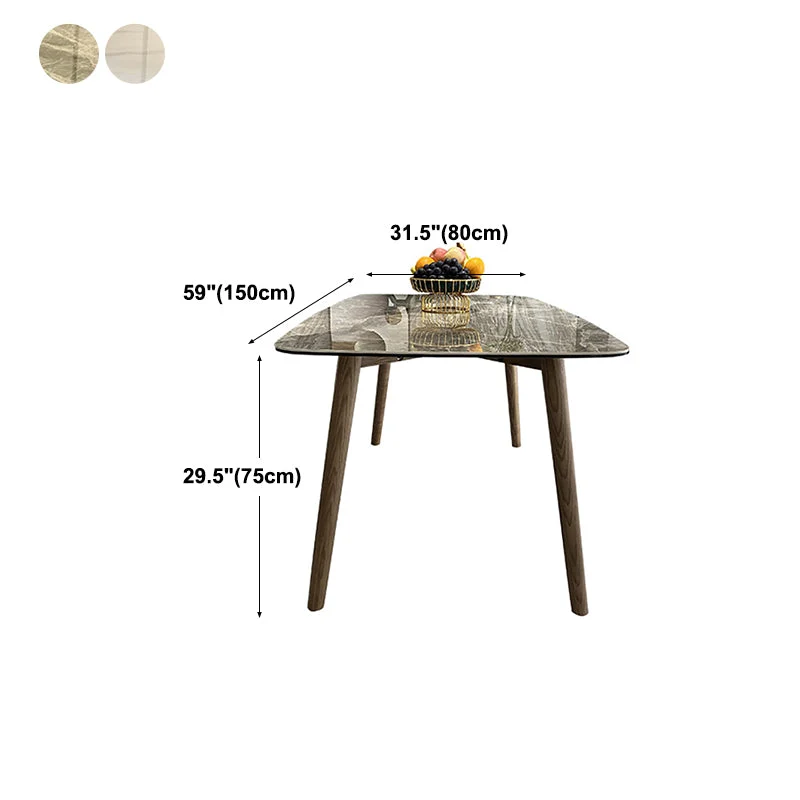 Tavolo moderno rettangolare pietra Tavolo da pranzo ad altezza standard con 4 gambe Clearhalo