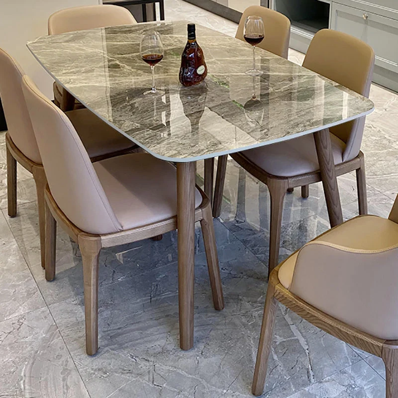 Tavolo moderno rettangolare pietra Tavolo da pranzo ad altezza standard con 4 gambe Clearhalo