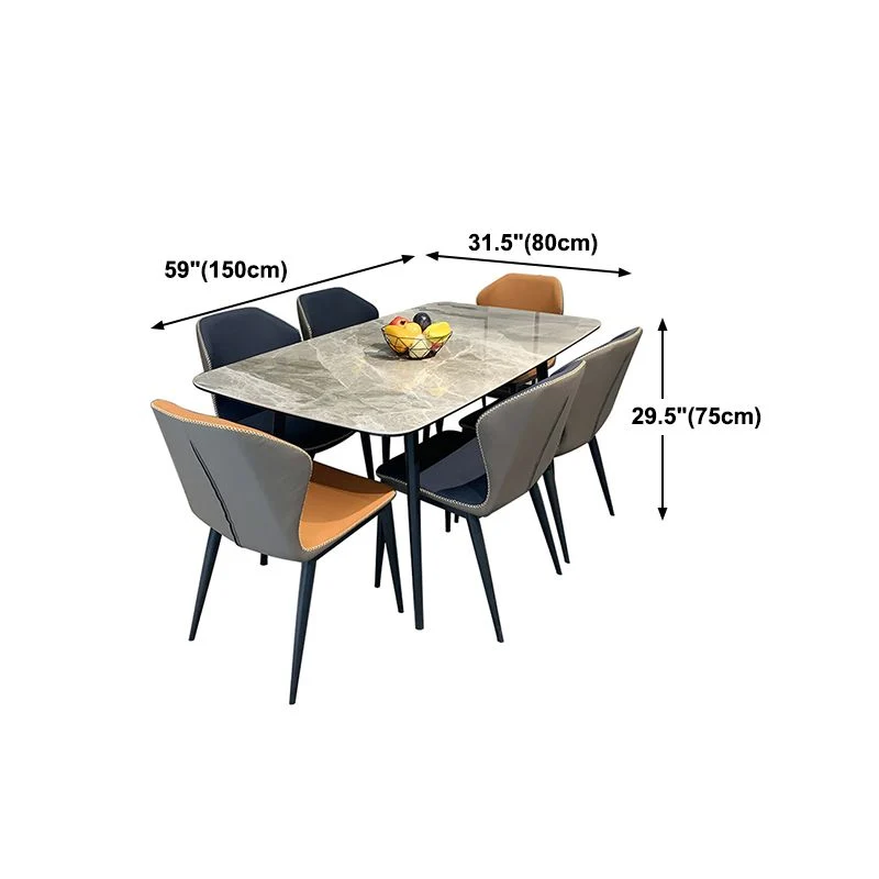 Tavolo moderno rettangolare pietra, tavolo da pranzo da cucina con 4 gambe, altezza standard, senza sedia Clearhalo