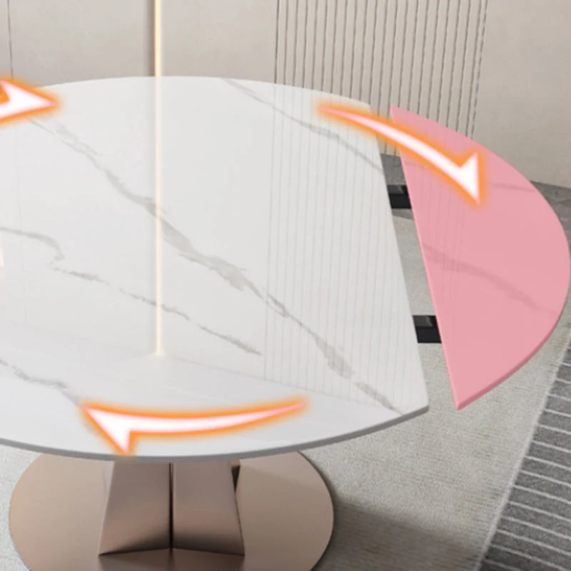 Tavolo moderno rotondo pietra Tavolo da pranzo ad altezza standard con base piedistallo Clearhalo