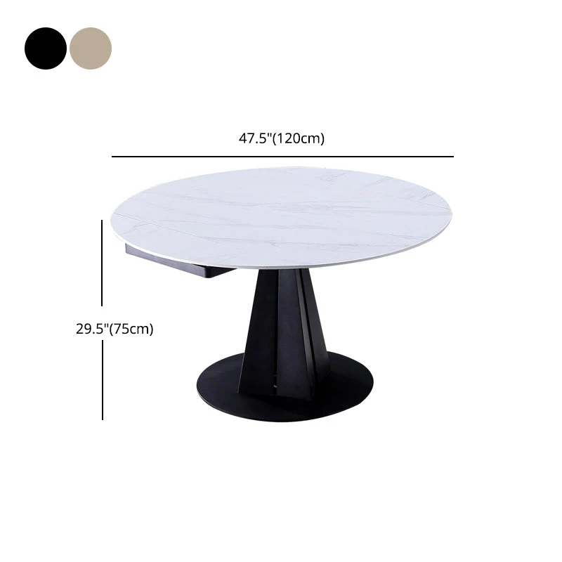 Tavolo moderno rotondo pietra Tavolo da pranzo ad altezza standard con base piedistallo Clearhalo