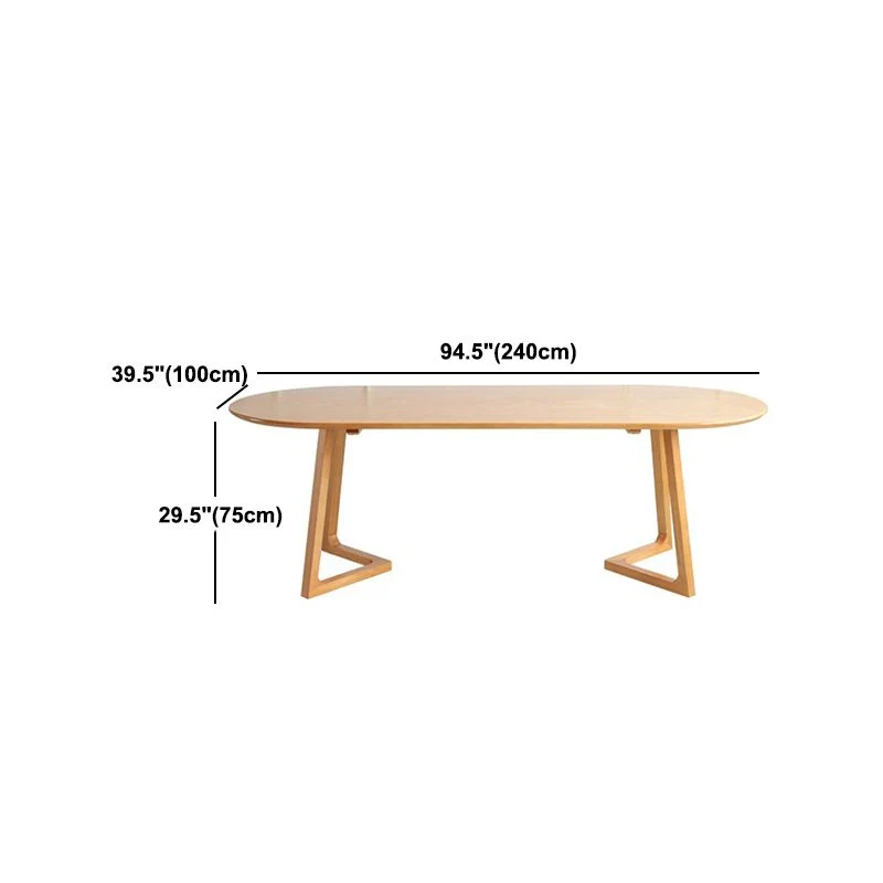 Tavolo Moderno Semplice Legno Massello per Ristorante Tavolo Ovale con Doppio Piedistallo Clearhalo