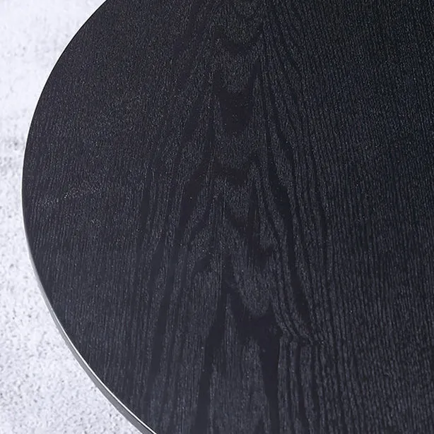 Tavolo nero con struttura legno di frassino Tavolo da pranzo rotondo moderno per la casa Clearhalo
