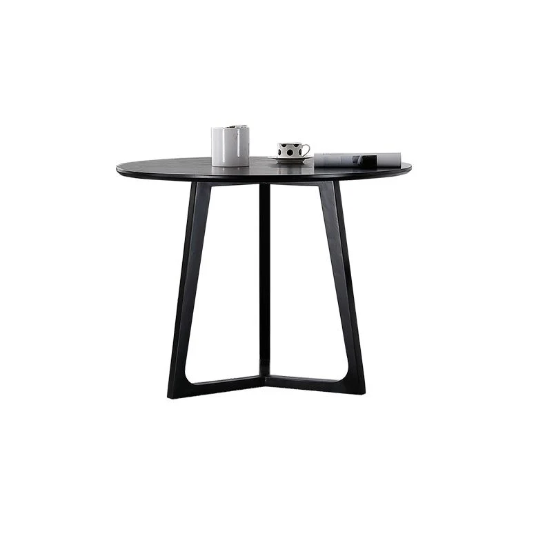 Tavolo nero con struttura legno di frassino Tavolo da pranzo rotondo moderno per la casa Clearhalo