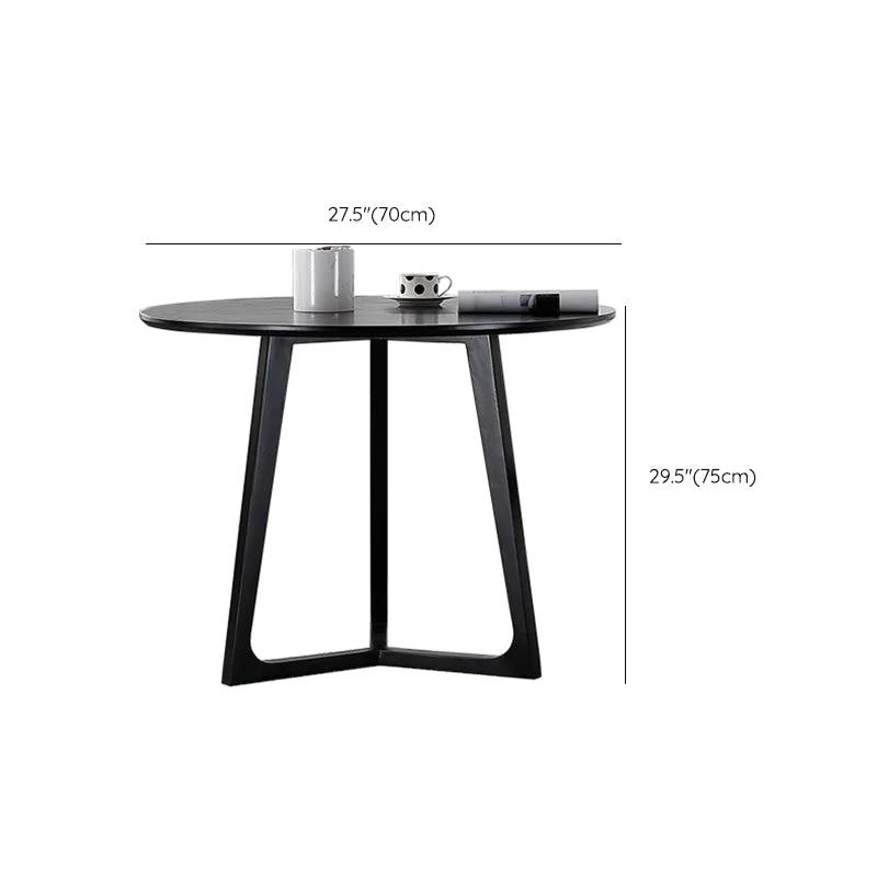 Tavolo nero con struttura legno di frassino Tavolo da pranzo rotondo moderno per la casa Clearhalo