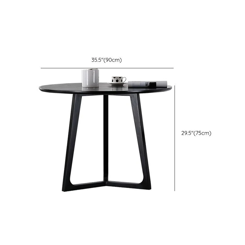 Tavolo nero con struttura legno di frassino Tavolo da pranzo rotondo moderno per la casa Clearhalo