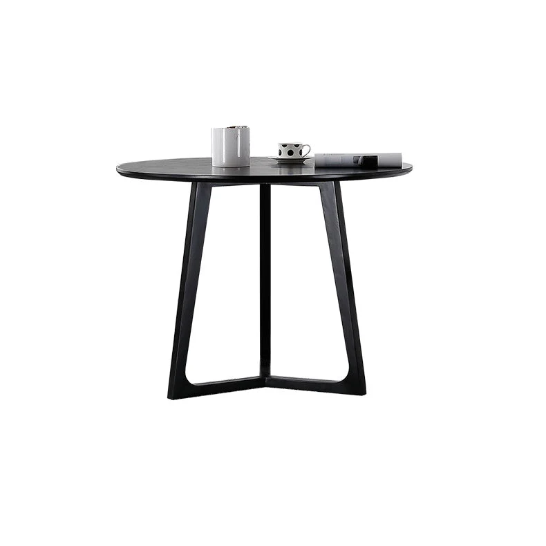 Tavolo nero con struttura legno di frassino Tavolo da pranzo rotondo moderno per la casa Clearhalo