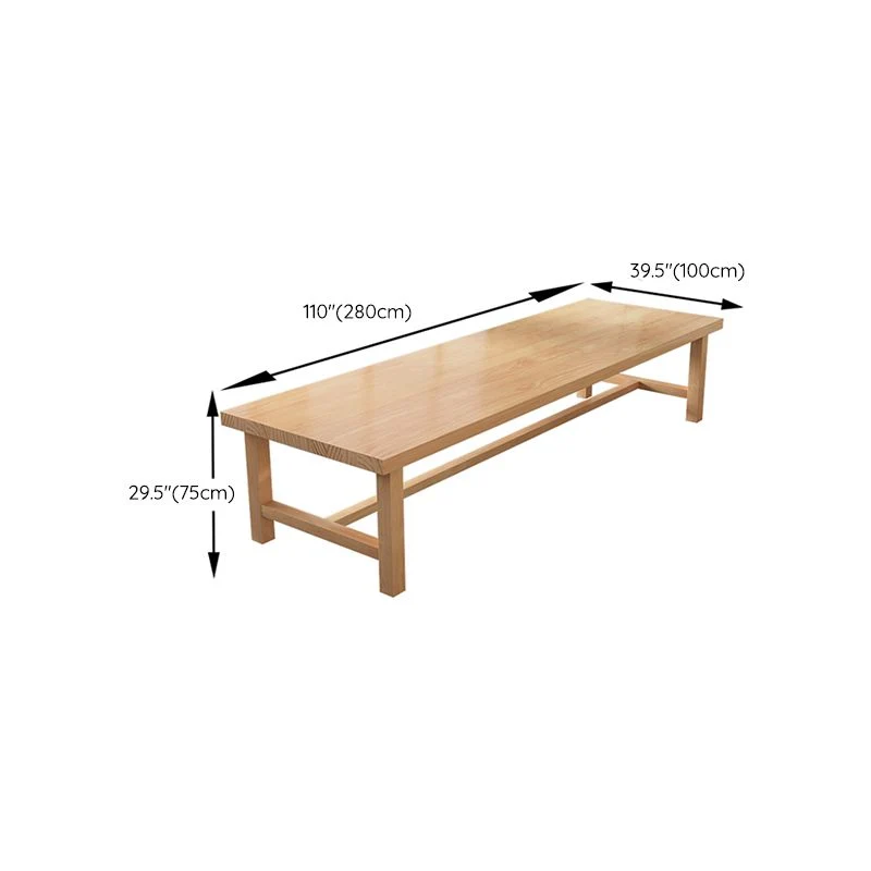 Tavolo per laptop da ufficio di forma rettangolare legno massello naturale Clearhalo