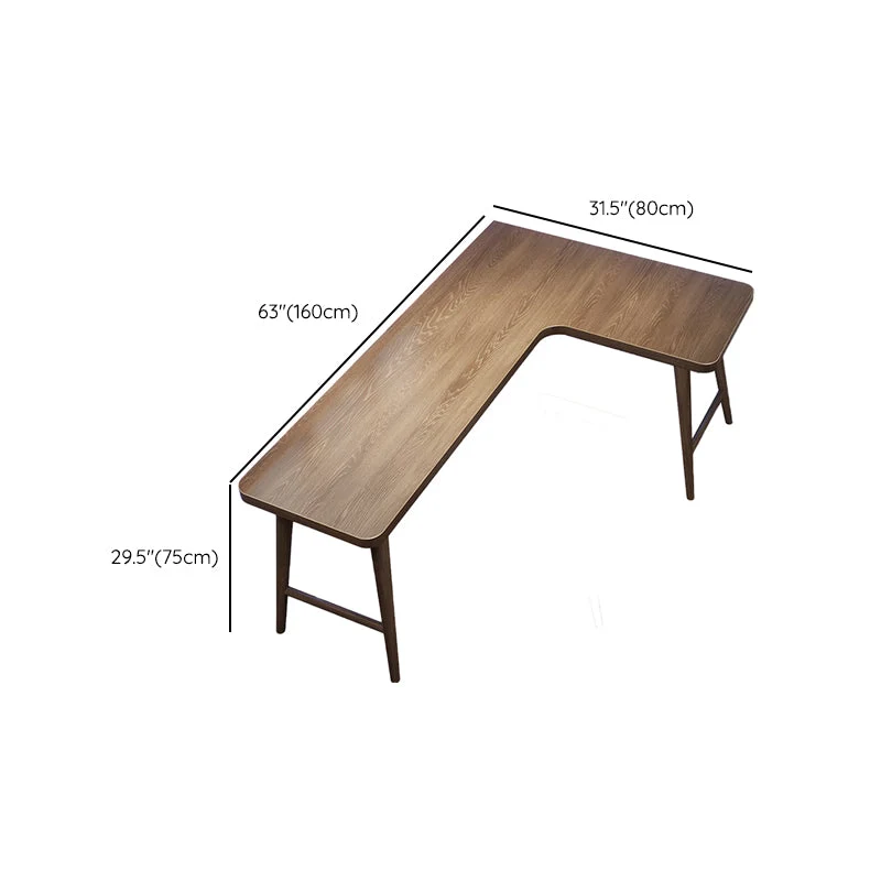 Tavolo per laptop da ufficio legno Scrivania forma di L marrone per la casa Clearhalo