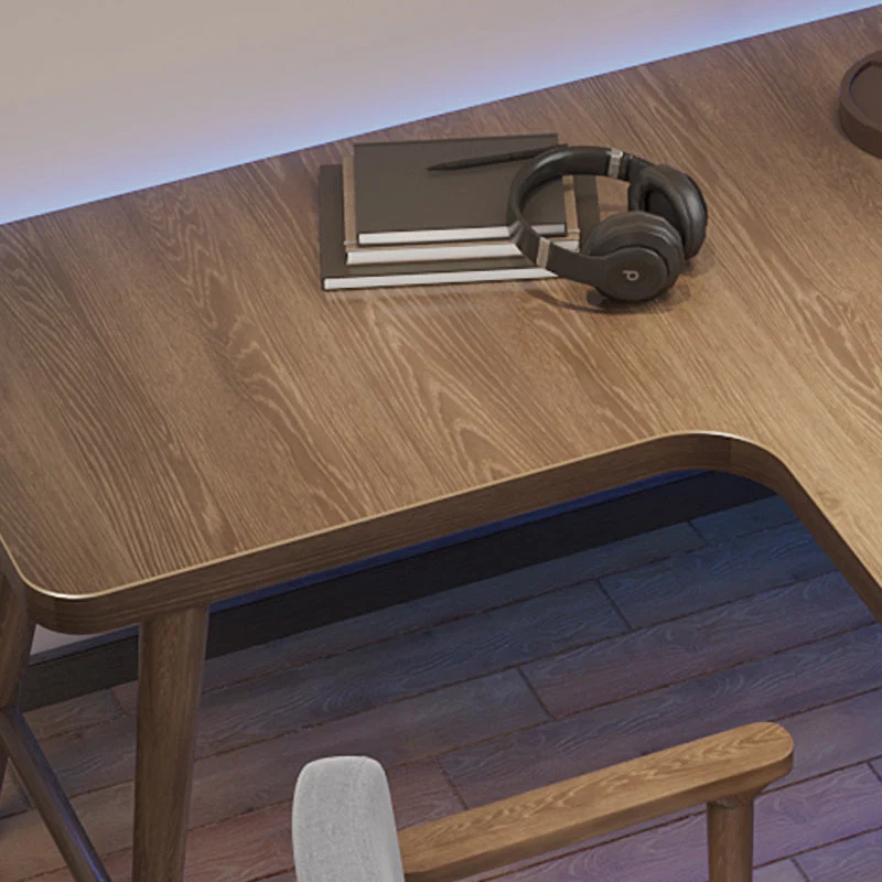 Tavolo per laptop da ufficio legno Scrivania forma di L marrone per la casa Clearhalo