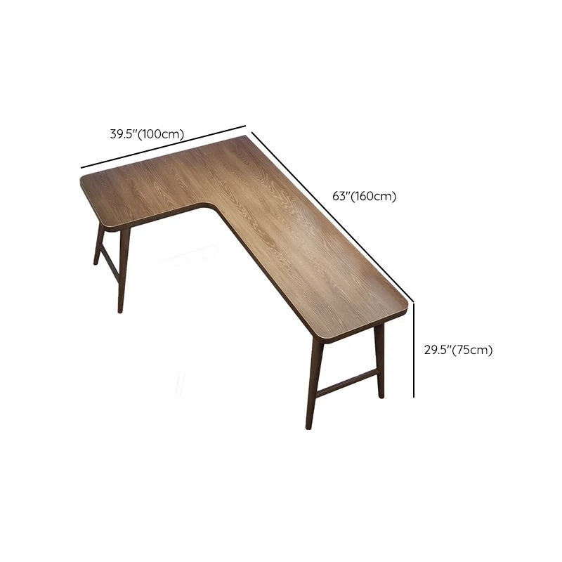 Tavolo per laptop da ufficio legno Scrivania forma di L marrone per la casa Clearhalo