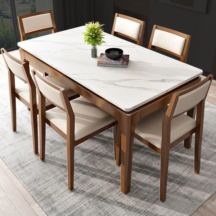 Tavolo pietra bianca Tavolo da pranzo moderno Mid-Century con 4 gambe Clearhalo