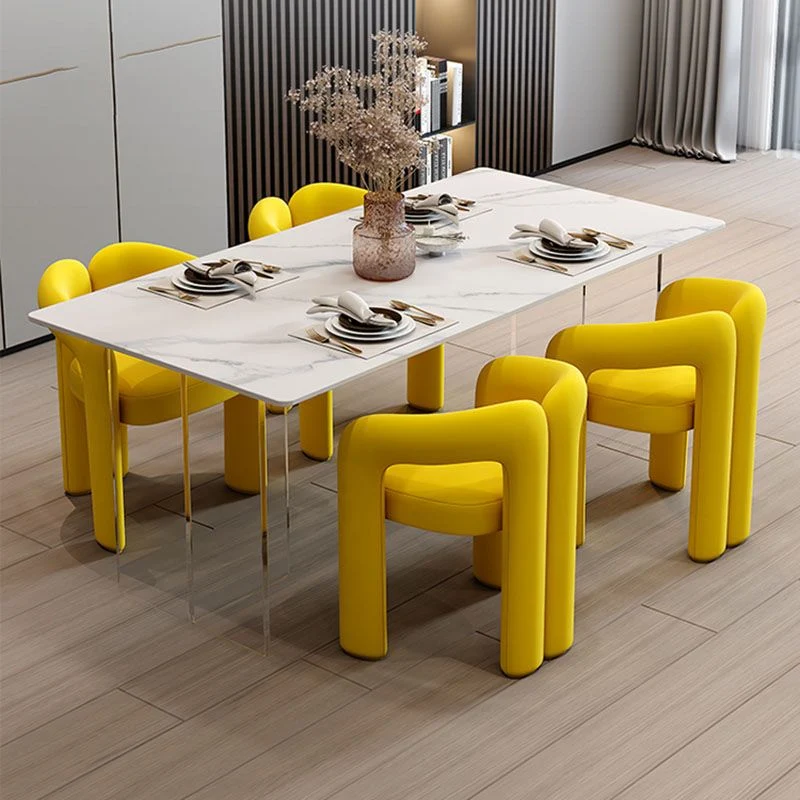 Tavolo pietra minimalista per ristorante Tavolo rettangolare con piedistallo acrilico Clearhalo