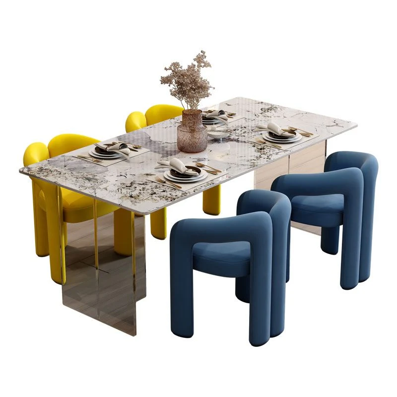 Tavolo pietra minimalista per ristorante Tavolo rettangolare con piedistallo acrilico Clearhalo