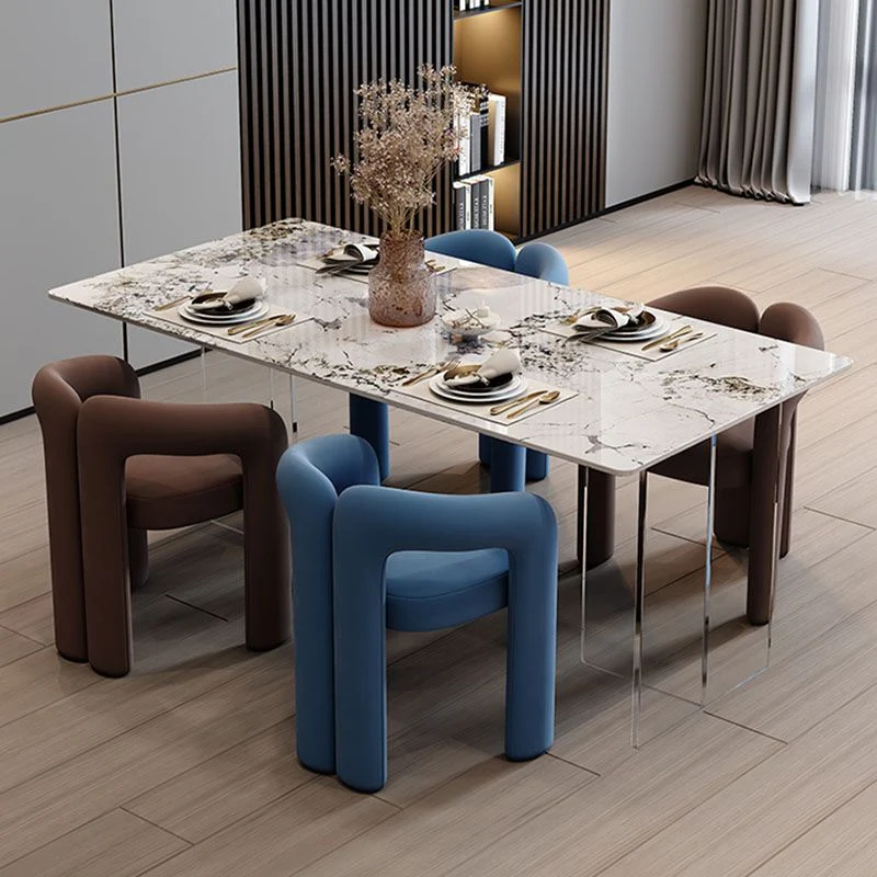 Tavolo pietra minimalista per ristorante Tavolo rettangolare con piedistallo acrilico Clearhalo