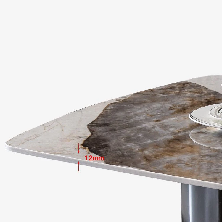 Tavolo Pietra Sinterizzata per Ristorante Tavolo da Pranzo Industriale Rettangolare con Doppio Piedistallo Clearhalo