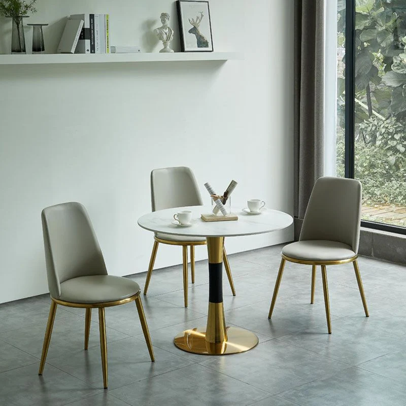 Tavolo Pietra Sinterizzata Tavolo da Interno Rotondo Tradizionale di Lusso Acciaio per Cucina Clearhalo