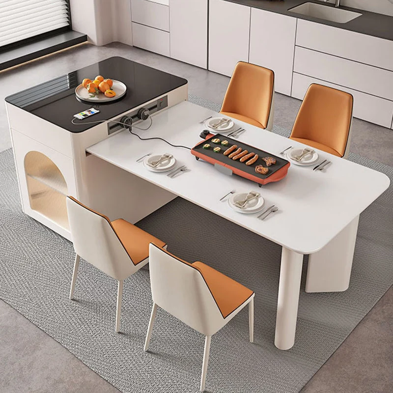 Tavolo da pranzo allungabile con doppio piedistallo per la sala da pranzo della cucina Clearhalo