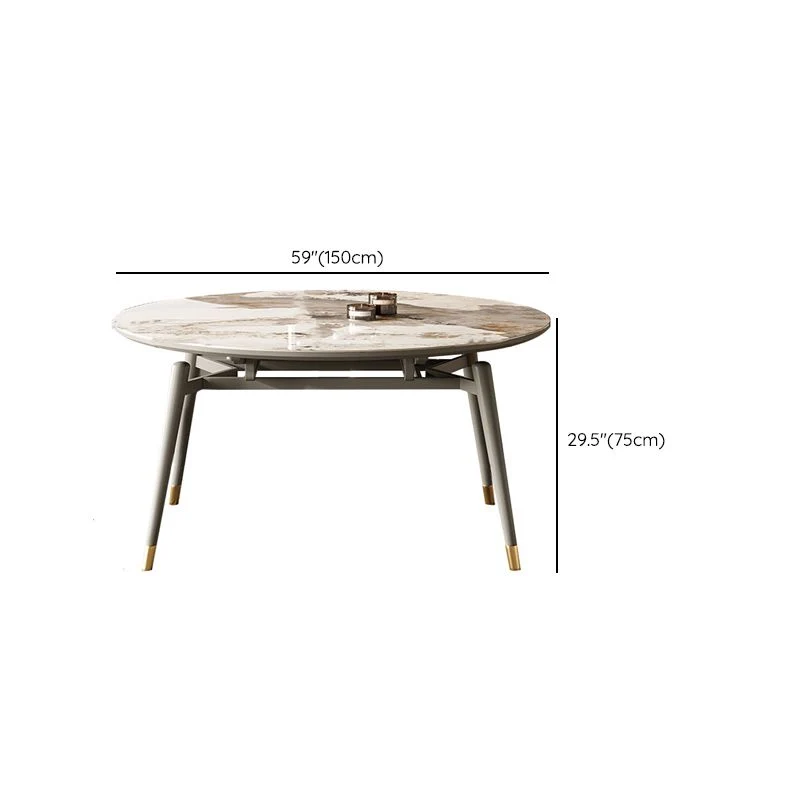 Tavolo da Pranzo Allungabile Pietra Sinterizzata con Set Sedie Imbottite per Cucina Clearhalo