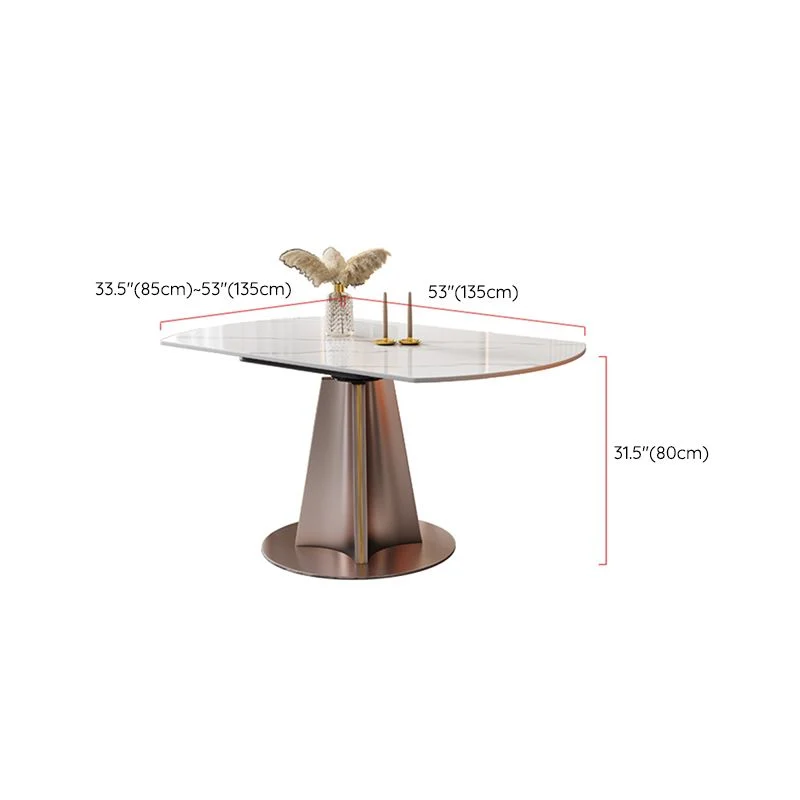 Tavolo da pranzo allungabile rotondo moderno bianco con base metallo Clearhalo