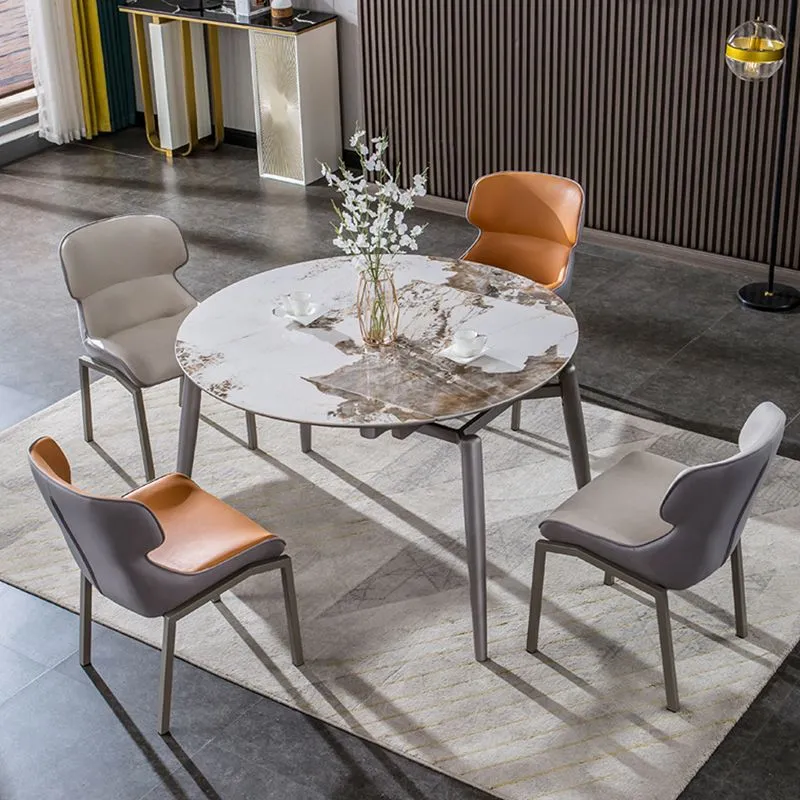 Tavolo da pranzo allungabile Tavolo da cucina moderno rotondo pietra per sala da pranzo Clearhalo