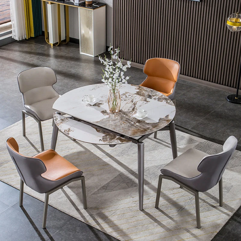 Tavolo da pranzo allungabile Tavolo da cucina moderno rotondo pietra per sala da pranzo Clearhalo