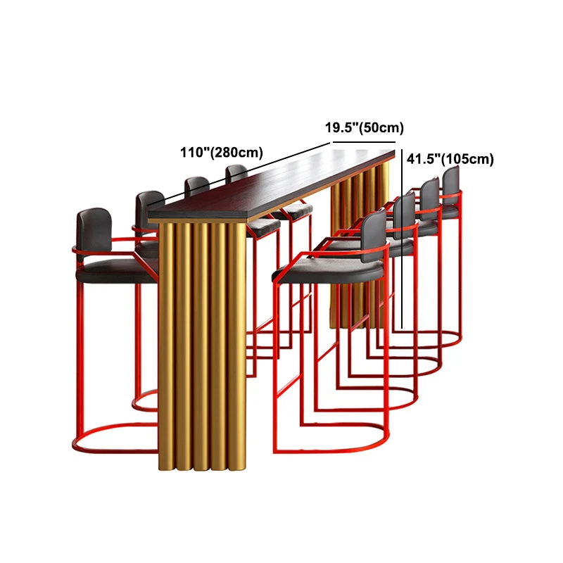 Tavolo da pranzo da bar con piano nero Tavolo da bar rettangolare di lusso tradizionale con base slitta Clearhalo
