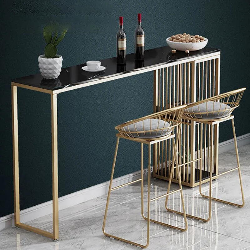 Tavolo da pranzo da bar con piano pietra Tavolo da pranzo da bar moderno con base slitta Clearhalo