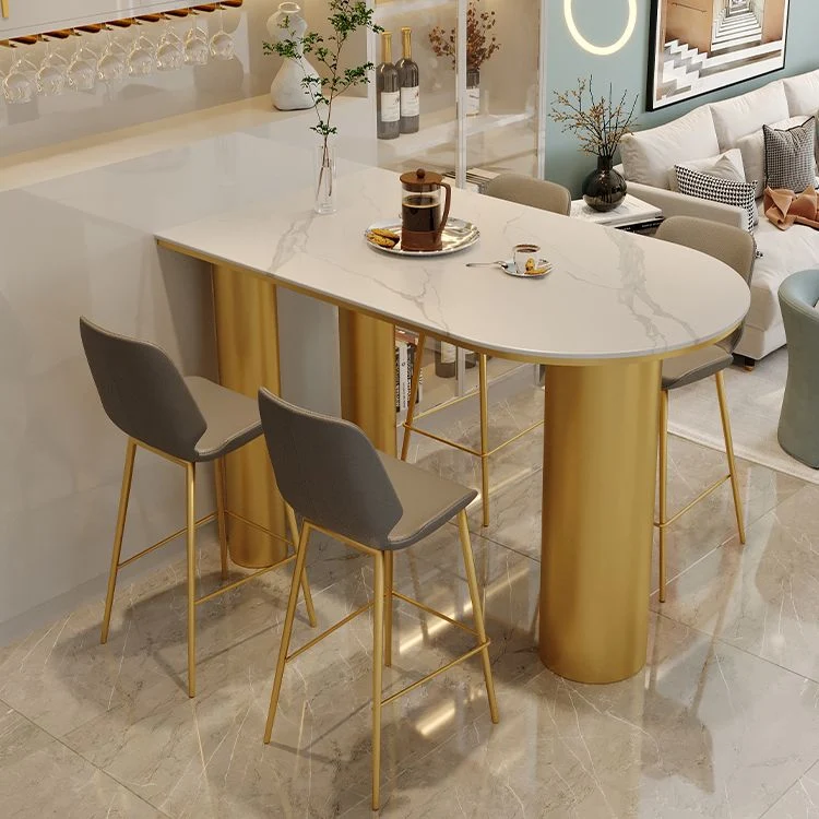 Tavolo da pranzo da bar Glam ferro con tavolo da bistrot per interni con piano pietra bianca Clearhalo