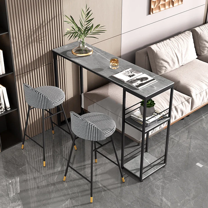 Tavolo da pranzo da bar industriale pietra Tavolo da pranzo da bar rettangolare con base slitta Clearhalo
