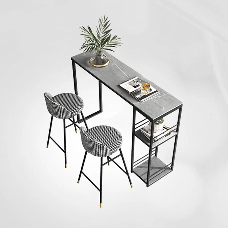 Tavolo da pranzo da bar industriale pietra Tavolo da pranzo da bar rettangolare con base slitta Clearhalo