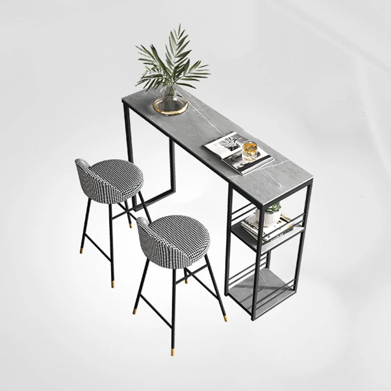 Tavolo da pranzo da bar industriale pietra Tavolo da pranzo da bar rettangolare con base slitta Clearhalo
