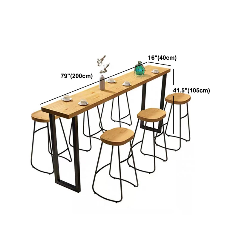Tavolo da pranzo da bar legno marrone Tavolo da bar rettangolare di lusso tradizionale con base slitta Clearhalo
