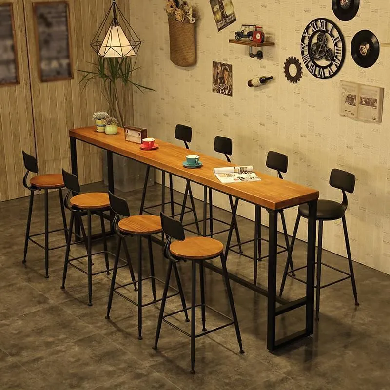 Tavolo da pranzo da bar legno massello Tavolo da pranzo da bar industriale con base cavalletto Clearhalo