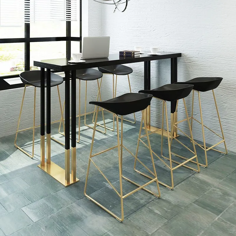 Tavolo da pranzo da bar legno massello Tavolo da bar tradizionale di lusso con base slitta oro Clearhalo