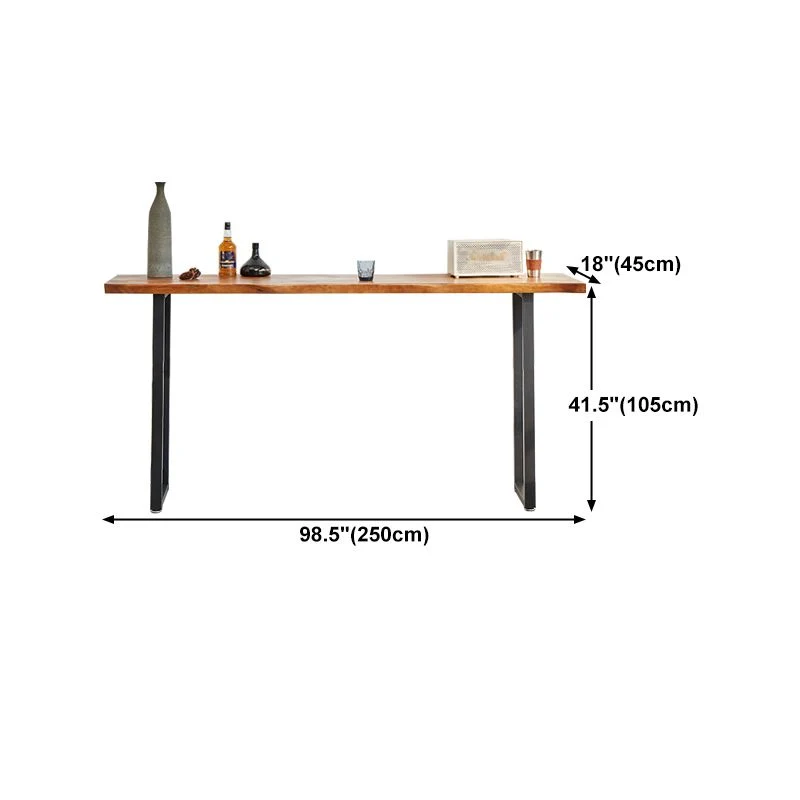 Tavolo da pranzo da bar legno massello Tavolo da pranzo da bar industriale con base slitta nero Clearhalo