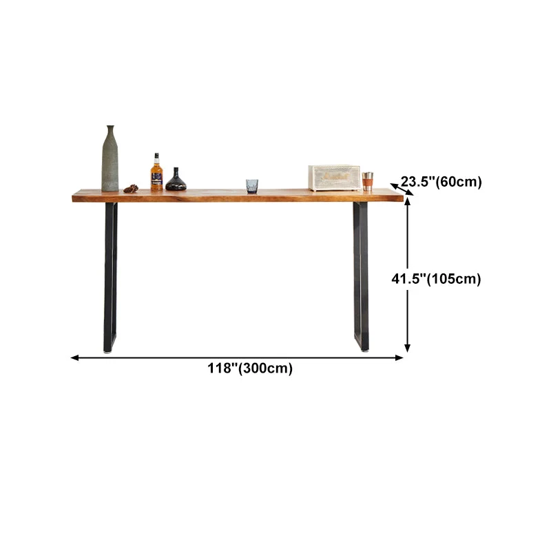 Tavolo da pranzo da bar legno massello Tavolo da pranzo da bar industriale con base slitta nero Clearhalo