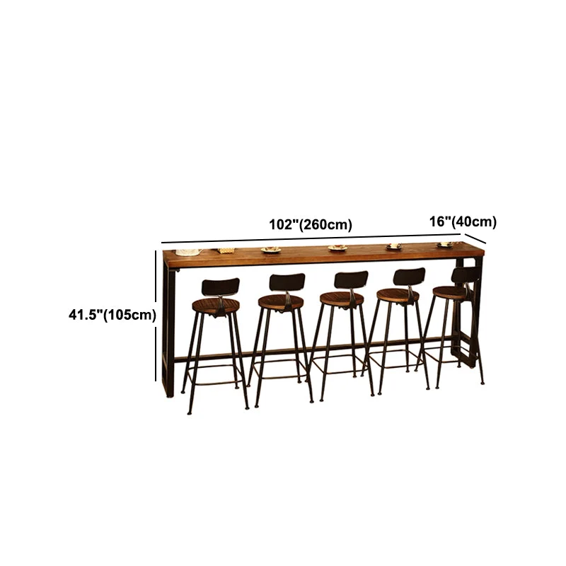 Tavolo da pranzo da bar legno di pino Tavolo da bar rettangolare industriale con base su cavalletto nero Clearhalo