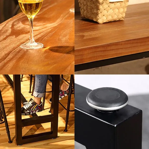 Tavolo da pranzo da bar legno di pino Tavolo da bar rettangolare industriale con base su cavalletto nero Clearhalo