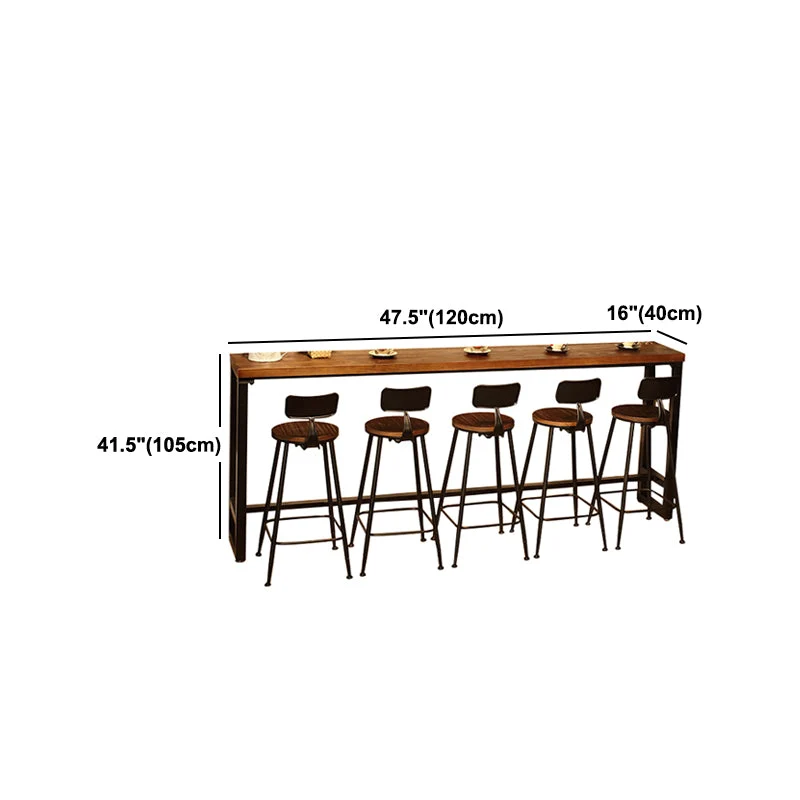 Tavolo da pranzo da bar legno di pino Tavolo da bar rettangolare industriale con base su cavalletto nero Clearhalo